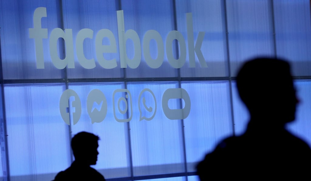 A Facebook logo on display during the F8 Facebook Developers conference in California in April. Photo: AFP
