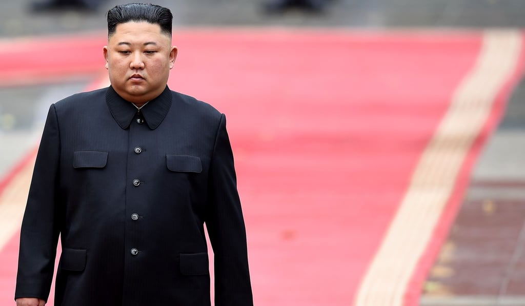 North Korea's leader Kim Jong-un attends a welcoming ceremony and reviews an honour guard at the Presidential Palace in Hanoi in March. Photo: AFP