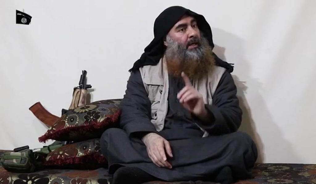 The chief of Islamic State, Abu Bakr al-Baghdadi, seen in a propaganda video. Photo: AFP