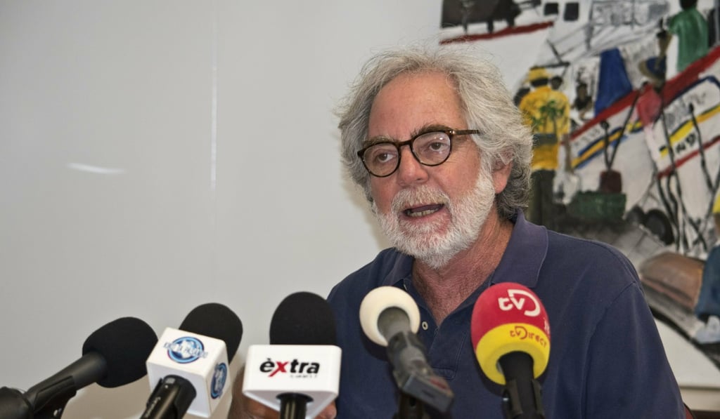 Public Health of Curaçao epidemiologist Dr Izzy Gerstenbluth talks to reporters. Photo: AP Photo