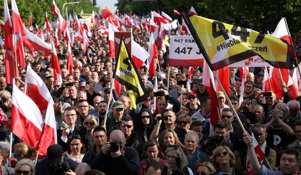 People at the protest in Warsaw. Photo: Reuters