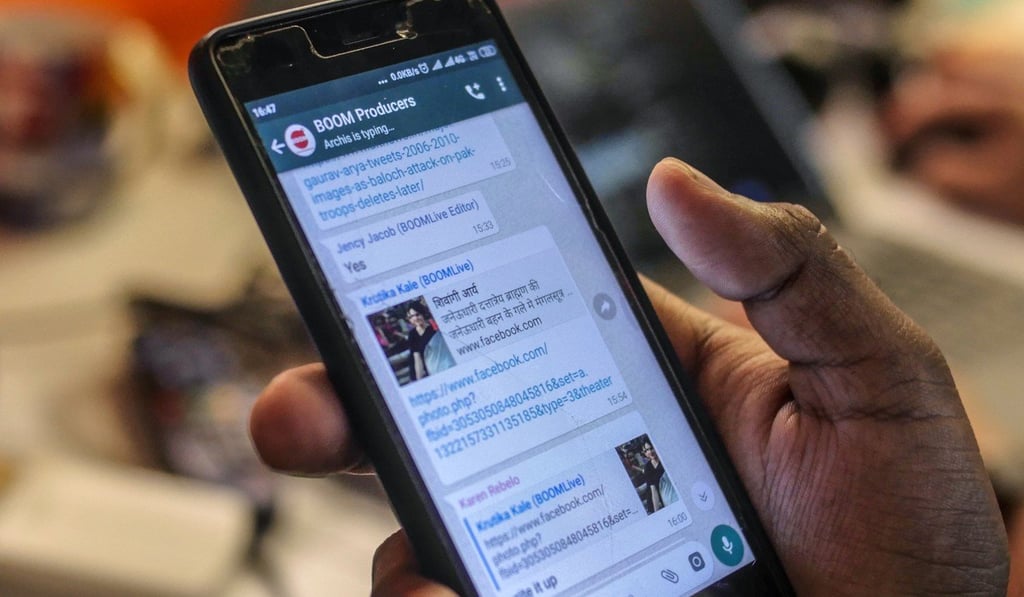 Someone using WhatsApp. Photo: Bloomberg