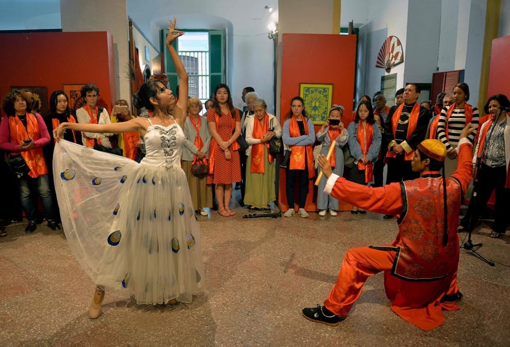 Dancers perform at the House of Chinese Arts and Traditions in Havana in January. Photo: AFP Dancers perform at the House of Chinese Arts and Traditions in Havana in January. Photo: AFP