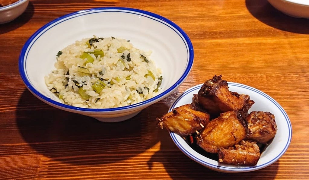 Shanghai Noodle’s veggie rice with Shanghai smoked fish. Photo: Michelle Wong Shanghai Noodle’s veggie rice with Shanghai smoked fish. Photo: Michelle Wong