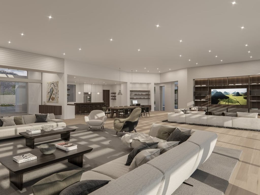 The Malibu houses are designed in a mid-century modern style, with large open spaces and lots of glass walls. Photo: The Case