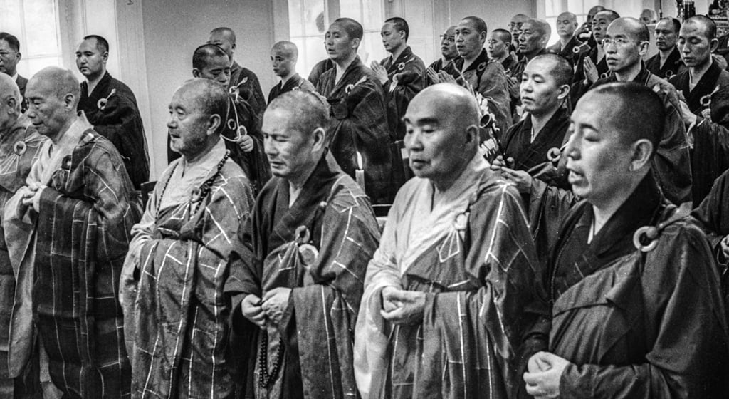Buddhist monks perform an exorcism at Murray House on May 19, 1963. Photo: SCMP