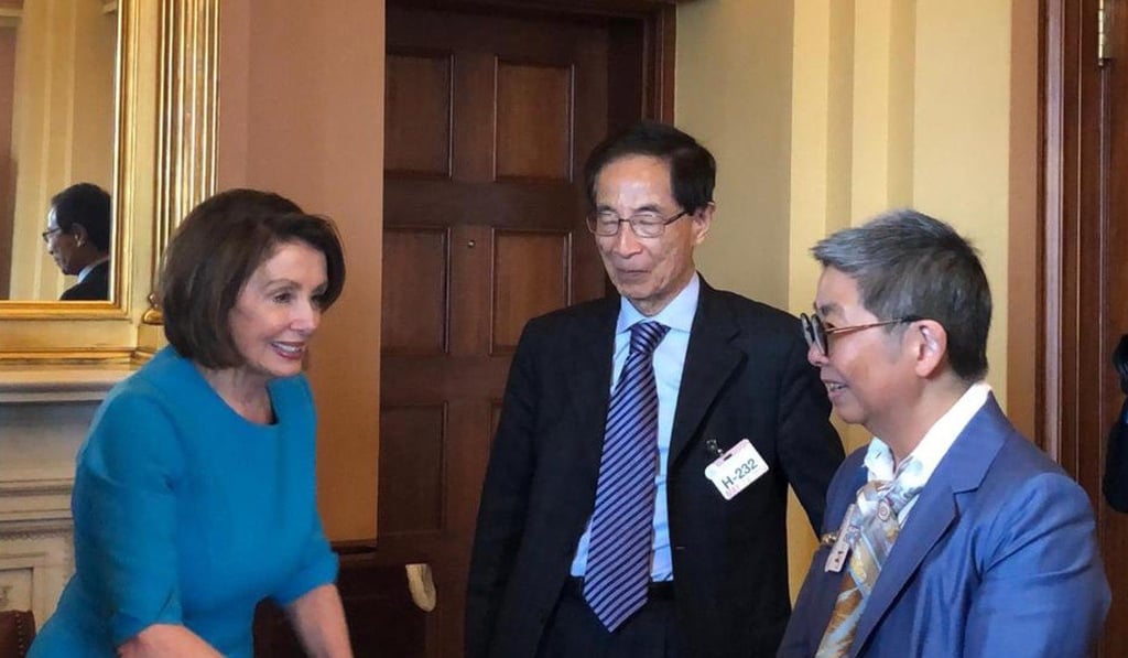 Hong Kong pro-democracy advocates Martin Lee (centre) and Margaret Ng Ngoi-yee (right) meet US House Speaker Nancy Pelosi in Washington. Photo: Handout Hong Kong pro-democracy advocates Martin Lee (centre) and Margaret Ng Ngoi-yee (right) meet US House Speaker Nancy Pelosi in Washington. Photo: Handout