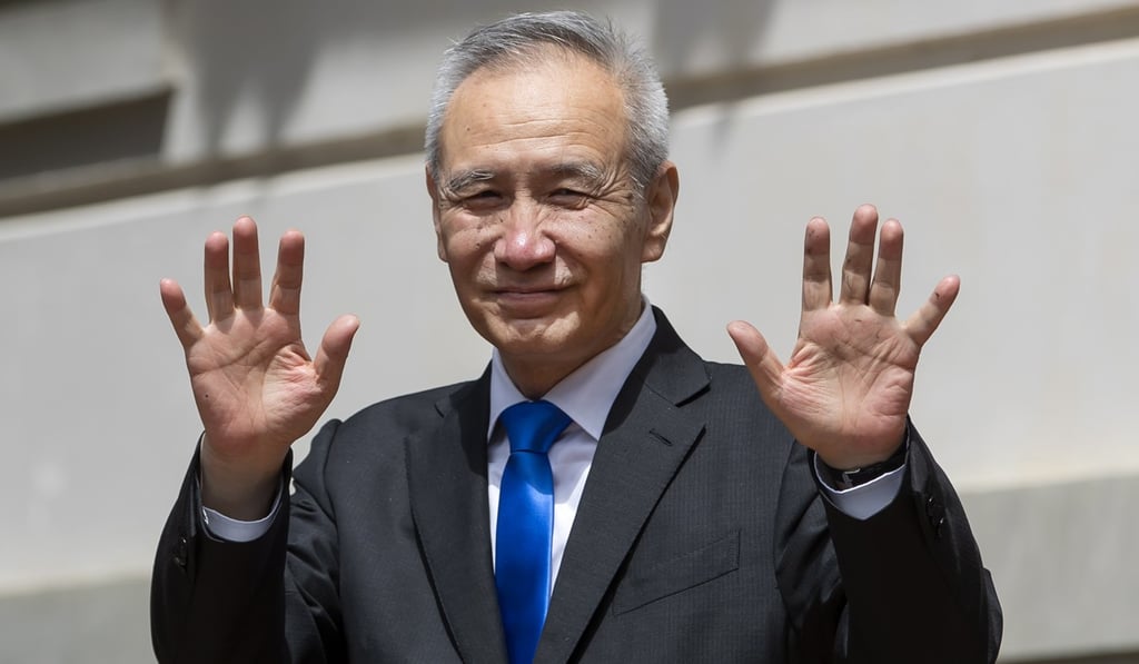 China’s Vice Premier Liu after trade talks at the offices of the US Trade Representative in Washington. Photo: EPA-EFE