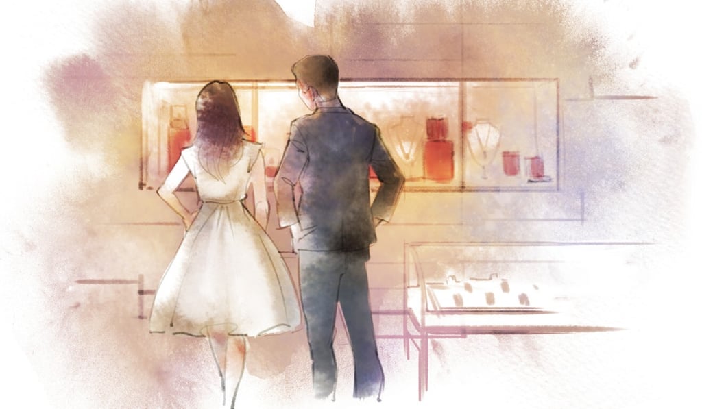 Diamonds are a girl’s best friend, and Johnny trusts the taste of Samantha, his bride-to-be’s best friend. Illustration: SCMP