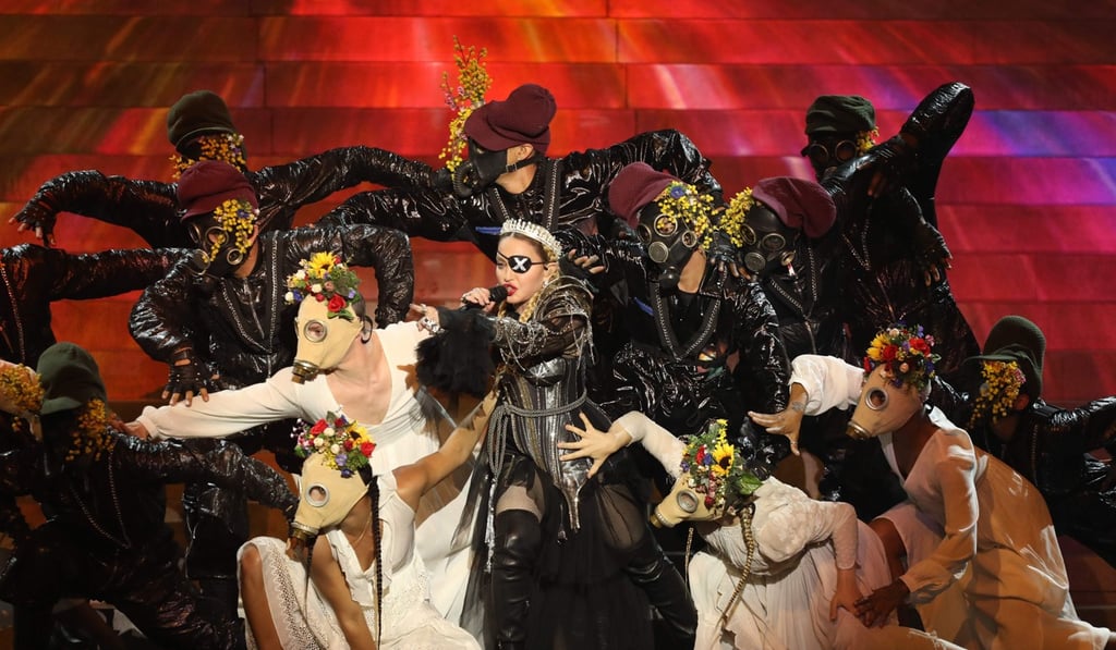 Madonna performing during a guest appearance at the 64th edition of the Eurovision Song Contest. Photo: AFP