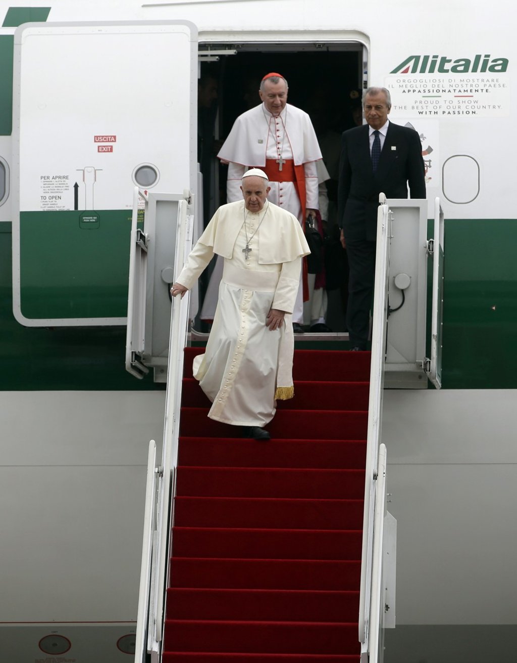 Pope Francis, followed by Vatican Secretary of State Cardinal Pietro Parolin, arrives in Seoul, South Korea, in August 2014. In a recent interview, Parolin spoke of “the long journey” towards a rapprochement between the church and China. Photo: AP
