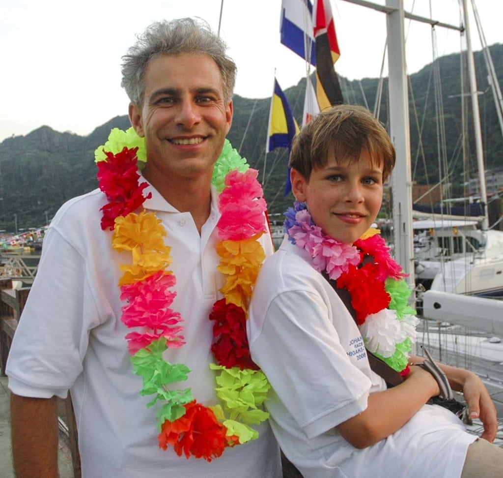 Cosmas and Philippe Grelon after the Taipei to Miako, Japan race in 2005. Photo: courtesy of Philippe Grelon.