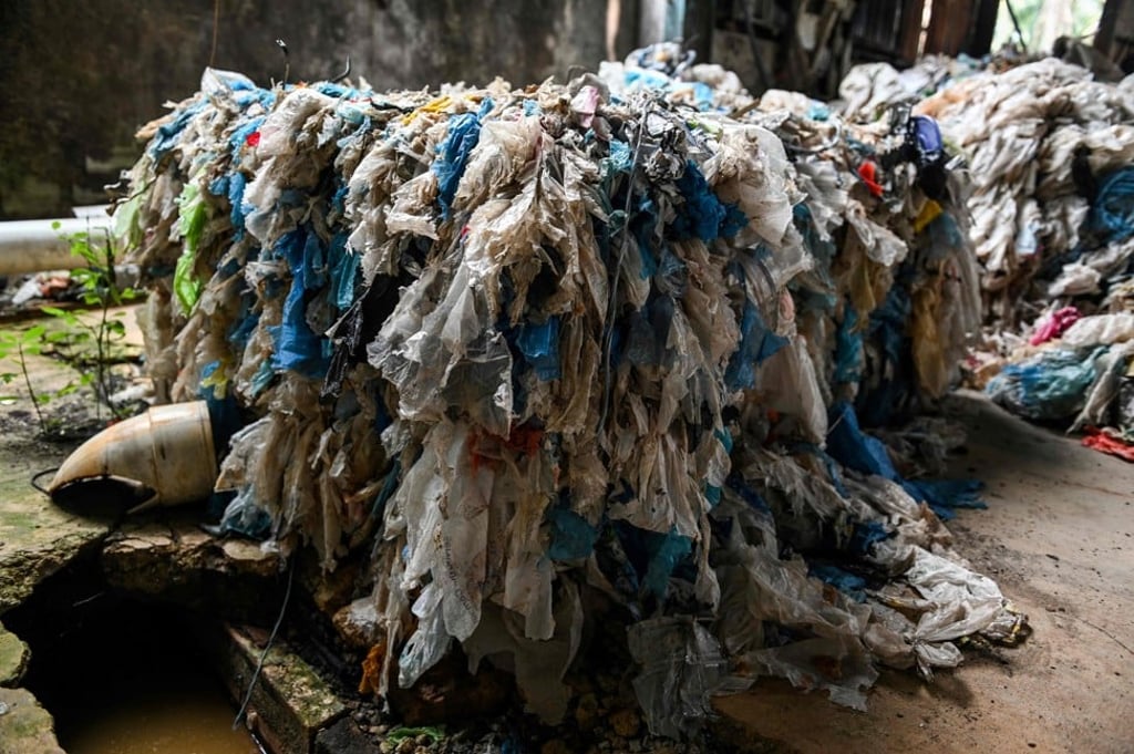 Plastic waste seen at an abandoned factory in Malaysia. Photo: AFP