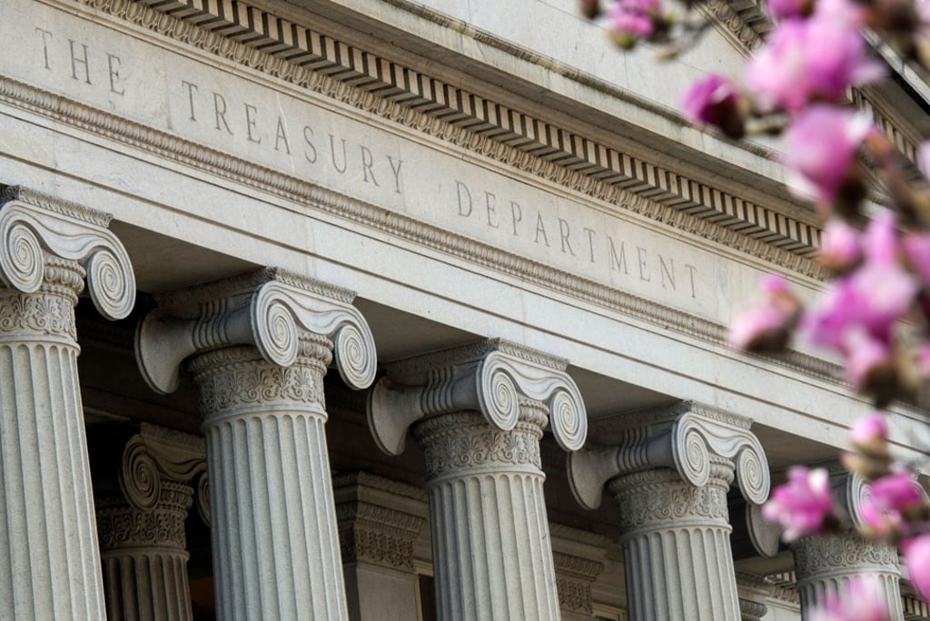 Flowers bloom on a tree bloom near the US Treasury Department building in Washington, DC. Photo: Agence France-Presse Flowers bloom on a tree bloom near the US Treasury Department building in Washington, DC. Photo: Agence France-Presse