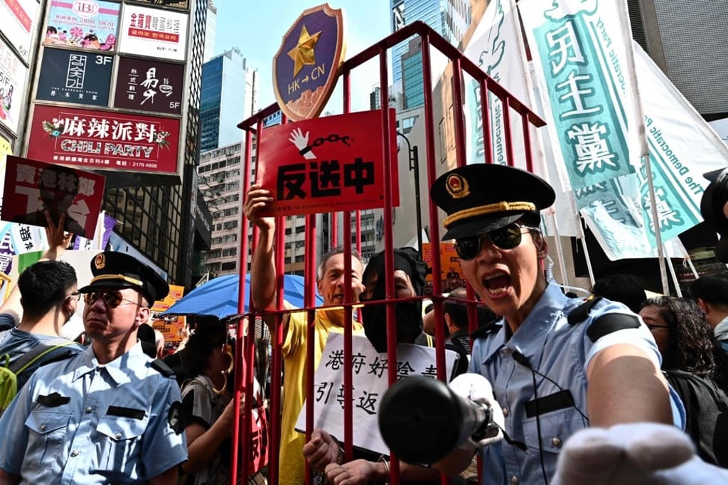Activists in Hong Kong protest against the bill to allow extraditions to the Chinese mainland, on April 29. Photo: AFP