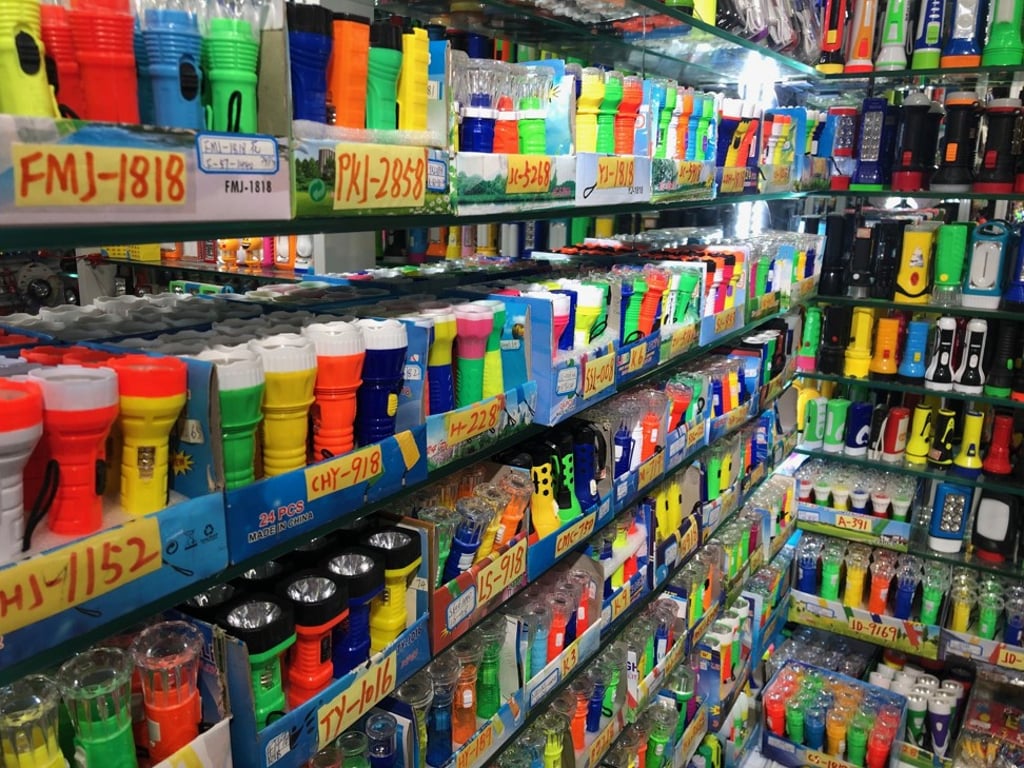 A wholesaler’s stall selling flashlights at the Yiwu International Trade market in Yiwu, Zhejiang province on May 22, 2019. Photo: Daniel Ren A wholesaler’s stall selling flashlights at the Yiwu International Trade market in Yiwu, Zhejiang province on May 22, 2019. Photo: Daniel Ren
