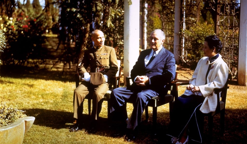 US president Franklin D. Roosevelt sits between Chinese leader Chiang Kai-shek and his wife Soong Mei-ling during the Cairo Conference in 1943. Photo: AP