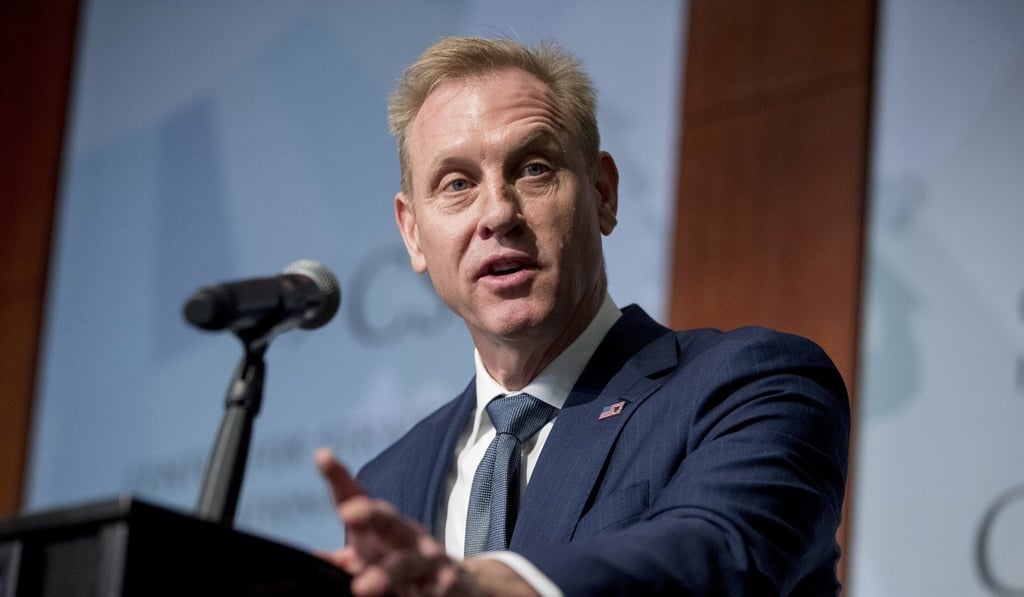Acting US defence secretary Patrick Shanahan speaks at the Centre for Strategic and International Studies in Washington on Monday. Photo: AP