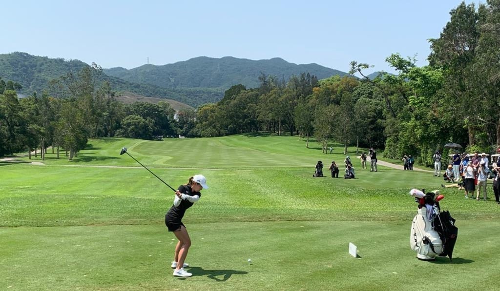 Chan tees off in the final round of the 2019 Hong Kong Ladies Open. Photo: SCMP