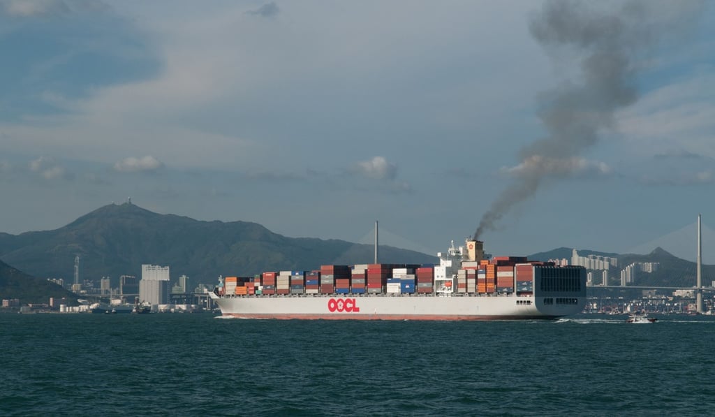 A cargo ship leaving Hong Kong. Photo: Alamy A cargo ship leaving Hong Kong. Photo: Alamy