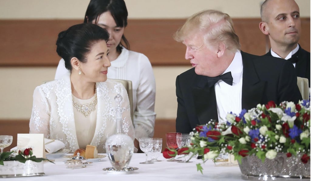 Empress Masako with Donald Trump at Monday’s state dinner. Photo: Kyodo
