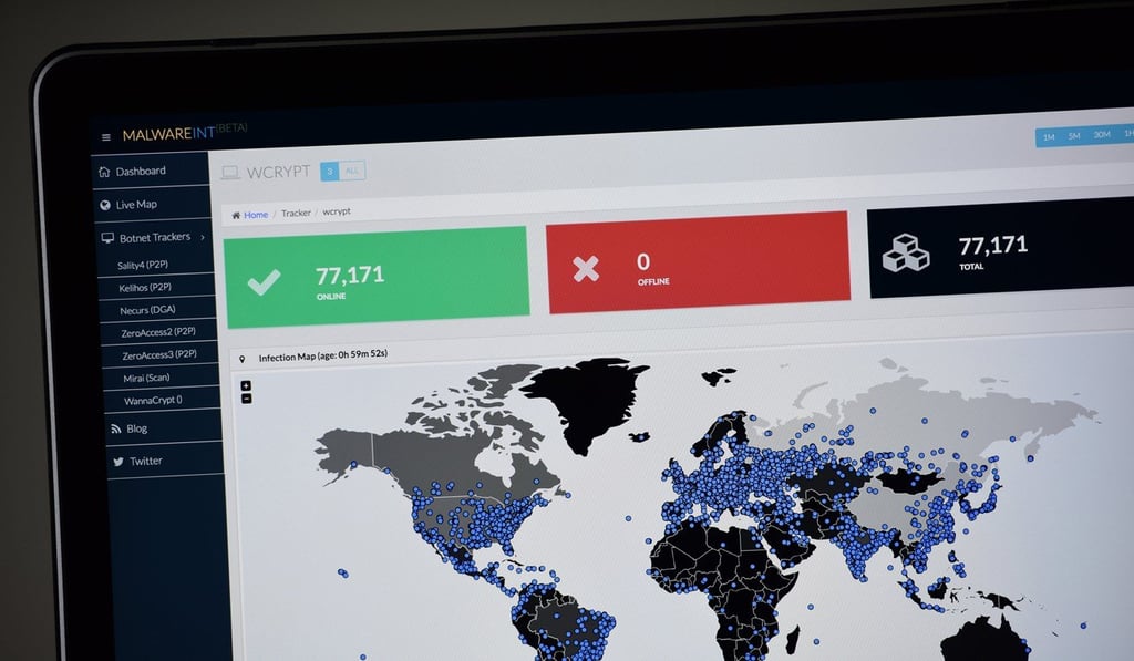 A map compiled by British company Malware Tech displays the geographical distribution of the WannaCry ransomware cyberattack in May 2017. Photo: TNS
