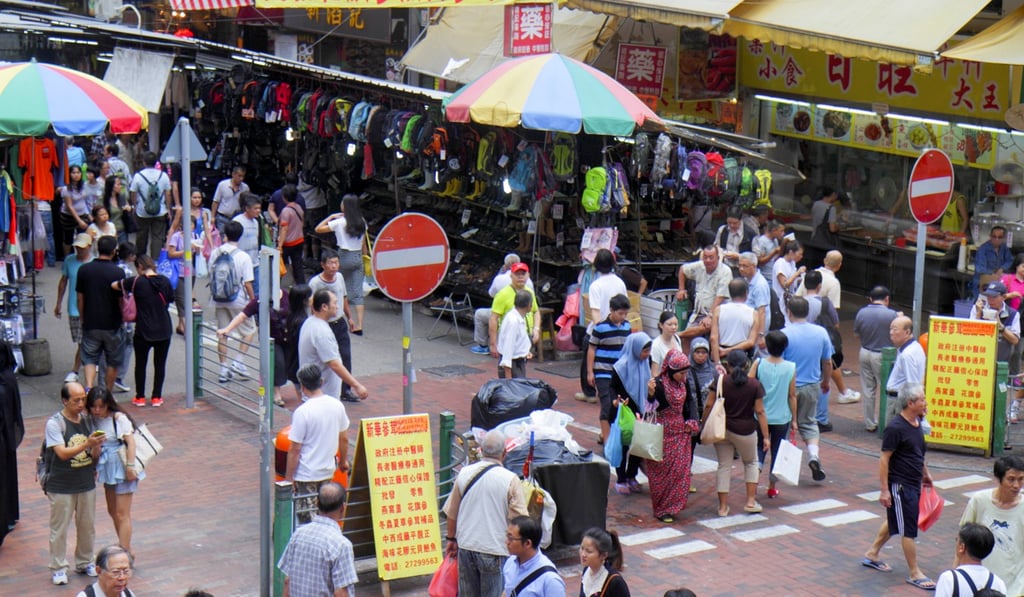 A pedestrian stretch along a Sham Shui Po street.