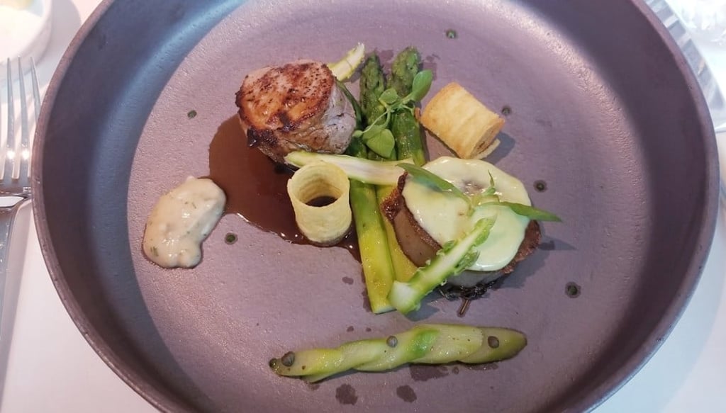 Milk-fed veal fillet in tilleul and wasabi veal head, which forms past of the tasting menu served at L’Envol at the St. Regis Hong Kong. Milk-fed veal fillet in tilleul and wasabi veal head, which forms past of the tasting menu served at L’Envol at the St. Regis Hong Kong.