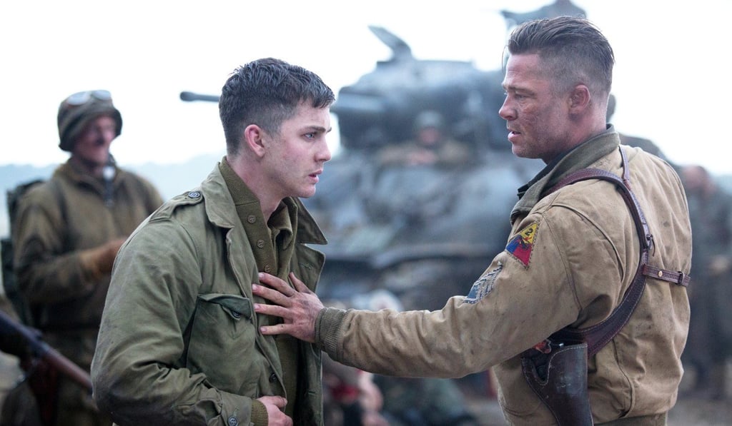 Logan Lerman (left) and Brad Pitt in Fury. Lerman has enough charm, stoicism and grit to pull of the role of Cyclops in a Marvel X-Men film.