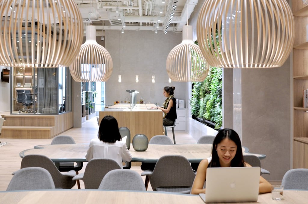 The interiors of The Work Project in Causeway Bay have been designed by Hong Kong-based architectural and interiors studio Bean Buro.