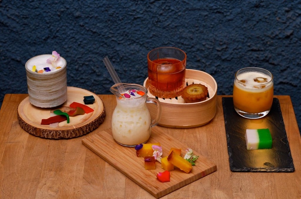 Kueh-inspired cocktails. Bar Stories doesn’t have a drinks menu, you just tell them what you like and they will make it for you. Photo: Facebook Kueh-inspired cocktails. Bar Stories doesn’t have a drinks menu, you just tell them what you like and they will make it for you. Photo: Facebook