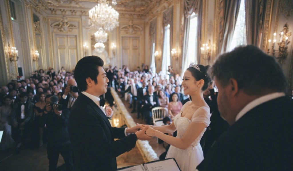 Lang Lang and Redlinger at the wedding banquet at the Palace of Versailles.
