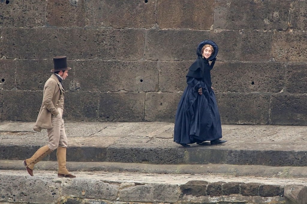 Actress Saoirse Ronan on set in Lyme Regis, during the filming of Ammonite. Photo: Alamy