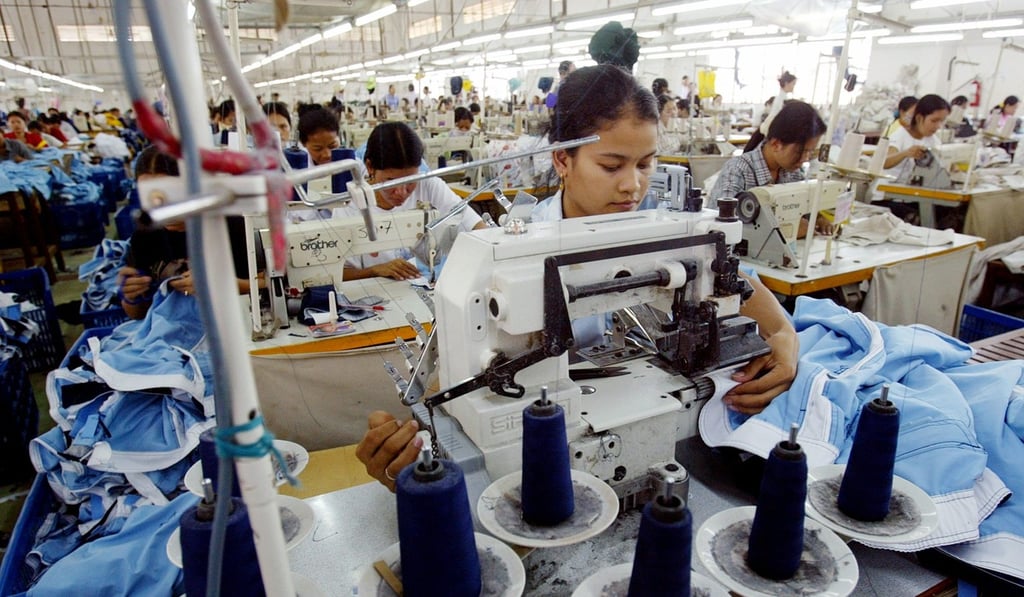 Cambodian garment workers at a factory in Phnom Penh. Many companies are relocating their factories to the Southeast Asian country from the mainland because of the trade war. Photo: Reuters