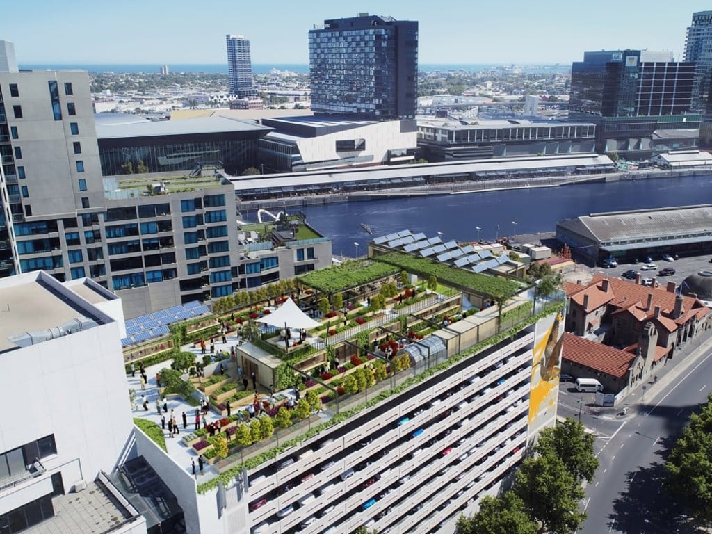 Rendering of Melbourne Skyfarm, slated to open in 2020.