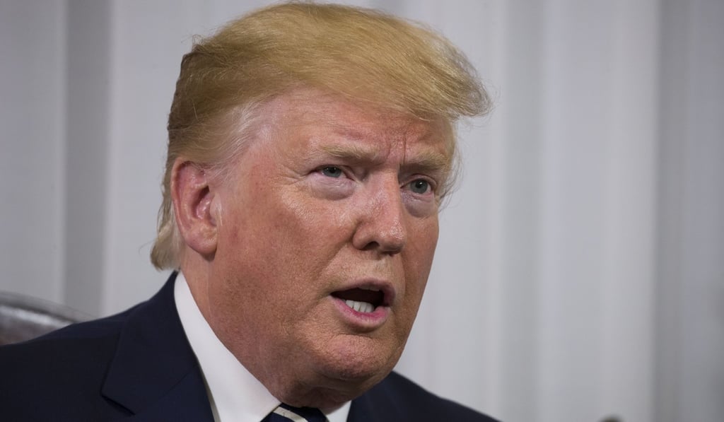 US President Donald Trump speaks at the Shannon Airport in Ireland on Wednesday. Photo: AP US President Donald Trump speaks at the Shannon Airport in Ireland on Wednesday. Photo: AP