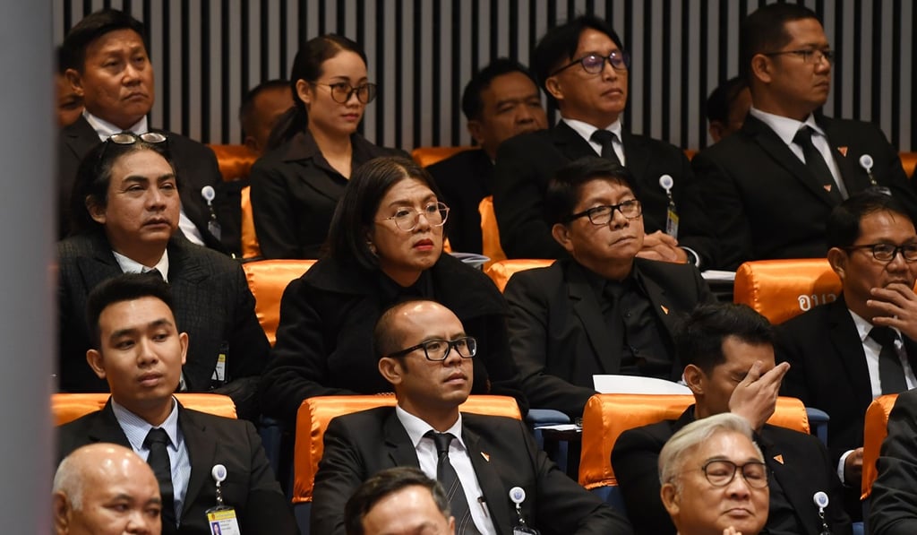 Future Forward Party MP Tanwarin Sukkhapisit (centre) in parliament. Photo: AFP Future Forward Party MP Tanwarin Sukkhapisit (centre) in parliament. Photo: AFP