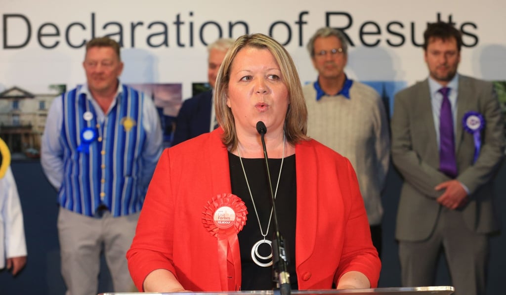 Lisa Forbes of the Labour Party accepts her win in Peterborough on Friday morning. Photo: AFP