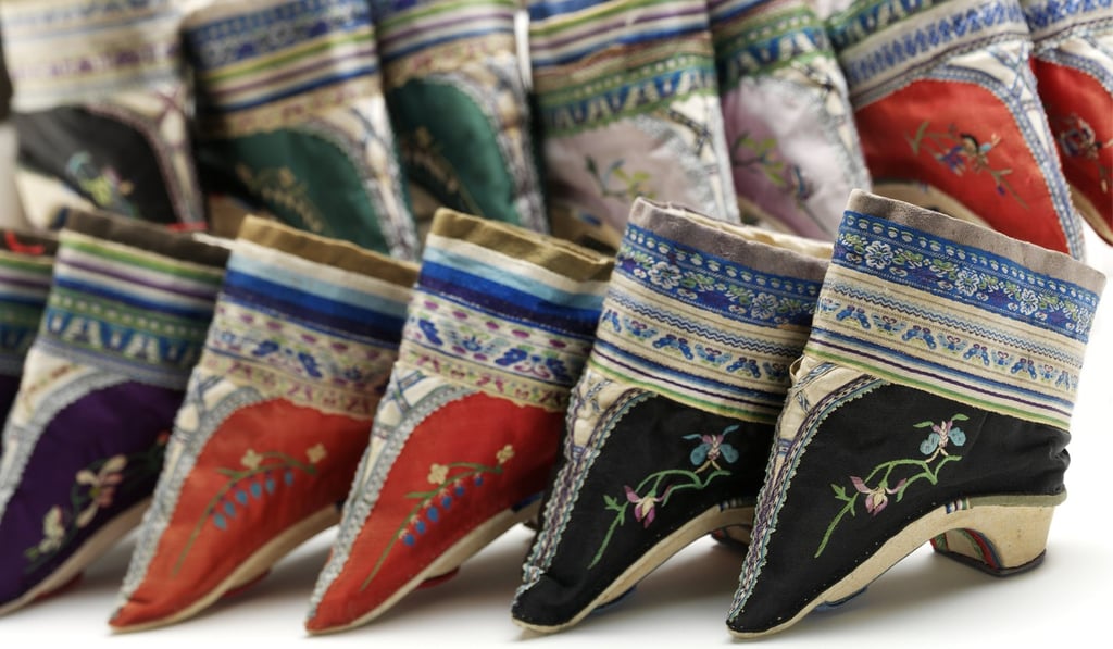 Shoes for bound feet on exhibit at the Victoria and Albert Museum in London in 2017. Photo: Handout
