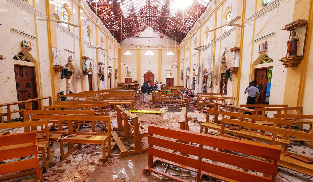 The scene after a bomb blast inside St Sebastian’s Church in Negombo, Sri Lanka on April 21, 2019. Photo: Reuters
