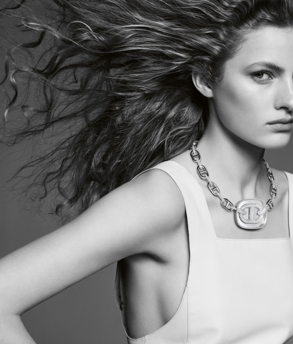 Hermès’ chaîne d'ancre zoom necklace plays with proportion using an anchor chain link.