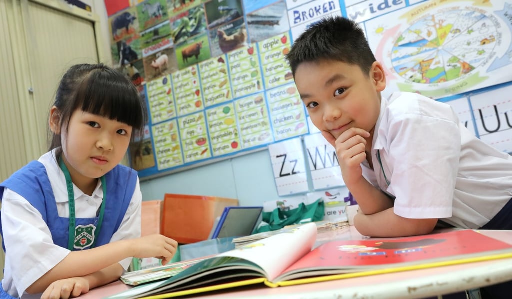 Primary Three students Shakira Liao (left) and Adam Li Yu-wa after taking the TSA, at Kaifong Welfare Association Primary School in Sham Shui Po. Photo: K. Y. Cheng