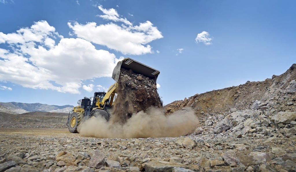 A front-end loader is used to move material inside the open pit at Molycorp's Mountain Pass Rare Earth facility in Mountain Pass, California. The US produces far fewer rare earth minerals than China and is heavily reliant on the world’s second-largest economy to meet demand. Photo: Reuters
