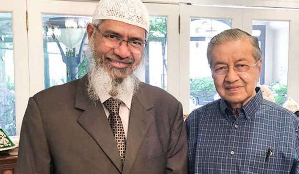 Controversial Islamic preacher Zakir Naik with Malaysian Prime Minister Mahathir Mohamad, who has expressed doubts over whether Naik would get a fair trial in India. Photo: Facebook