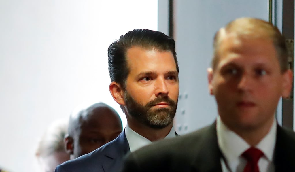 Donald Trump Jnr, the eldest child of US President Donald Trump, arrives for an interview before the Senate Intelligence Committee on Capitol Hill on Wednesday. Photo: Reuters