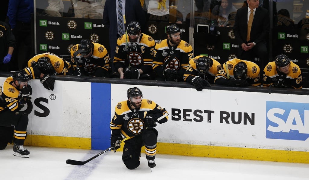 Boston Bruins players after losing the Stanley Cup. Photo: USA Today