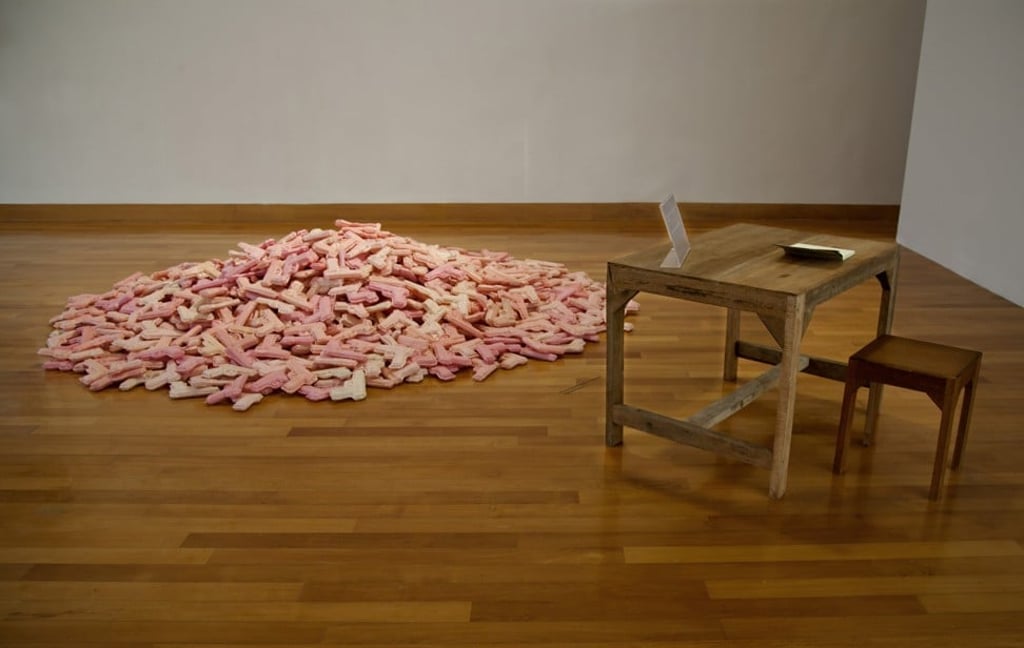 What would you do if these crackers were real pistols? (1977) by Indonesian artist FX Harsono, one of the works at the NGS show. Photo: National Gallery Singapore