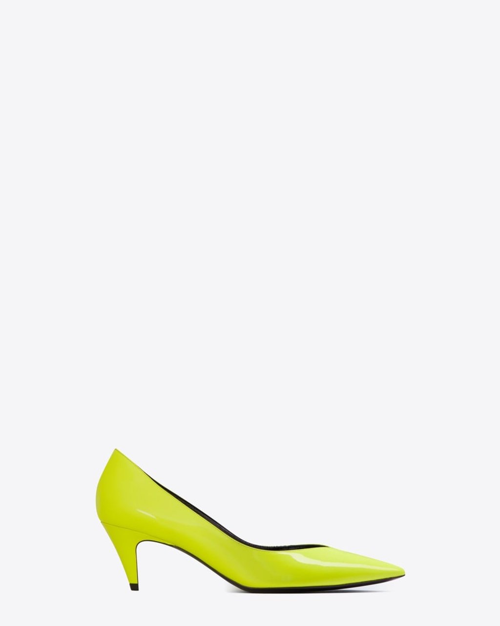 Kiki 55 pump in neon yellow patent leather
