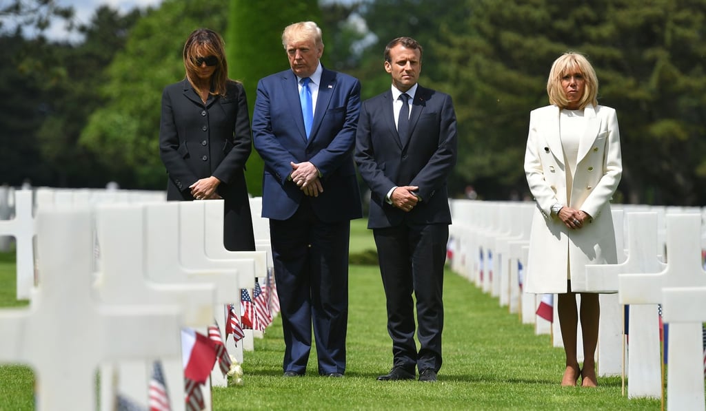US President Donald Trump joins French President Emmanuel Macron for the D-Day commemorations. Photo: AFP