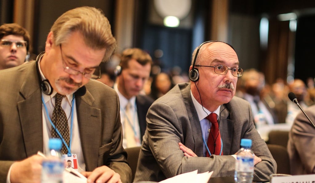 Vladimir Voronkov (right) is the highest level UN official to visit Xinjiang. Photo: Handout Vladimir Voronkov (right) is the highest level UN official to visit Xinjiang. Photo: Handout